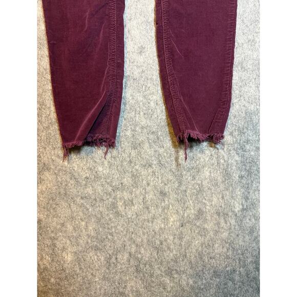 Free People Womens Corduroy Button Fly Red Raw Hem Skinny Ankle Pants - Size 28 - Picture 3 of 9